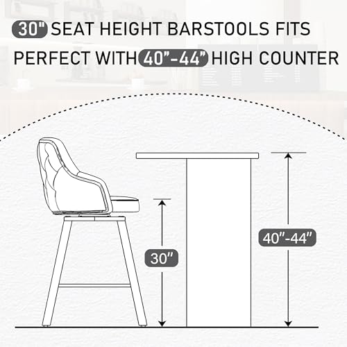 Image of Swivel Bar Height Bar Stools Set of 2, 30 inch Barstool for Kitchen Island