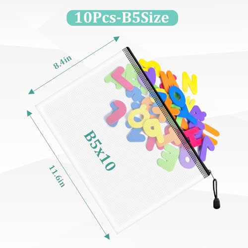 Image of 10pcs Mesh Zipper Pouch Bags, B5 Zipper Pouch, Black Mesh Bags with Zipper, Plastic Zipper Pouches, Zipper Pouches for Organizing, Board Game Storage, Travel, School Office Organize