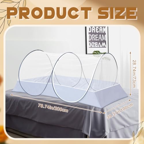 Vincreem 2 Pcs Large Pop up Mosquito Tent Portable Foldable Mosquito Bug Net for Bed Camping Travel Patio Outdoor 78 * 39 * 28 Inch Bug Netting Mesh Tent Canopy for Adults Bedroom, White