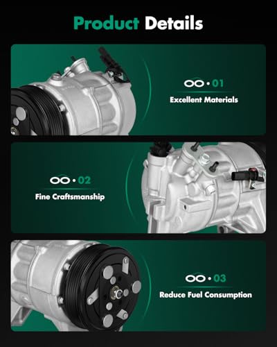 Image of SCITOO AC Compressor for Chevy for Traverse 3.6L 2013-2023 | Fast Cooling, Ultra Low Noise (≤72 dB) Air Conditioner Compressor for Summer, with Clutch, 14-22281C 6513003 7513003 22931654