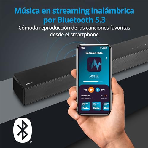 MEDION S61022 Barra de Sonido Dolby Atmos 3.1 con subwoofer inalámbrico (para televisores, Bluetooth 5.3, HDMI eARC CEC, Entrada óptica, AUX, subwoofer inalámbrico 3 x 20 W + 60 W (RMS) - imagen 4