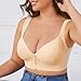 JOFOW Front Closure Bras for Women No Underwire Breathable Snap Closing Fashion Spring Summer Bra Beige 50D