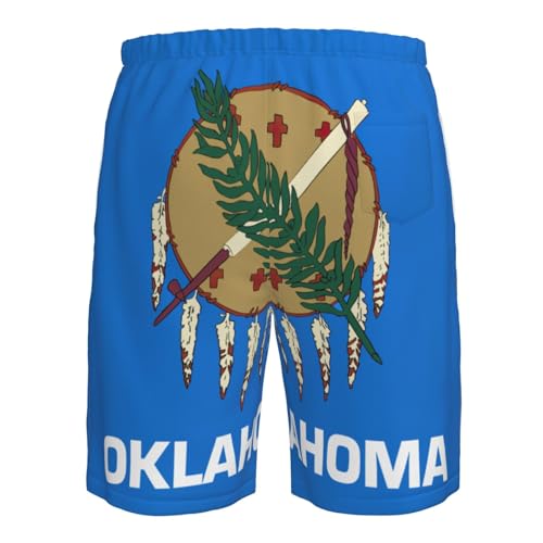 Men's Classic Oklahoma State Flag Swim Trunks Mens Casual Shorts Board Shorts with Pockets Beach Shorts for Men 6