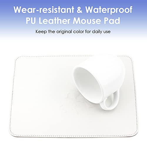 Proelife Pu Leather Mouse Pad Mat 9.8'' X 7.8'' Cute Waterproof Wear-Resistant Mousepad With Anti-Slip Base/Stitched Edge For Home Office School Gaming Computer Laptop Accessories (White) #TOP4