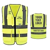 AYKRM chaleco de cremallera alta visibilidad trabajo reflectantes seguridad multibolsillos personalizado 21 colores