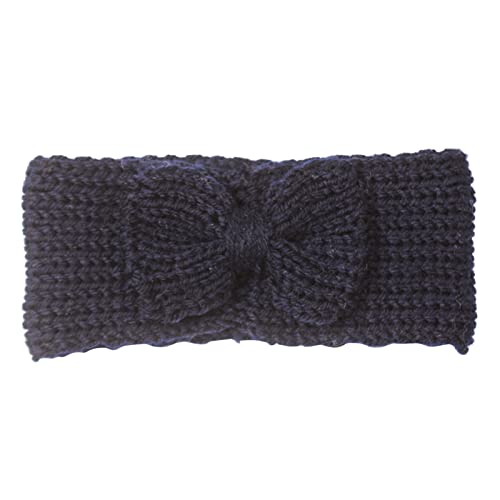 Stirnband Mädchen 2 Jahre Kleinkind Baby Jungen Mädchen gestrickt Stretch solide Schleife Haarband Kopfbedeckung Stirnband (Navy, One Size) Cover