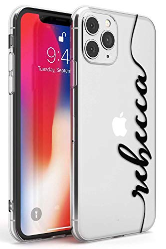 El Nombre Personalizado Negro Claro Funda de Teléfono de Goma Slim Cover para iPhone 11 Pro Personalizado Iniciales Moda Linda Monograma