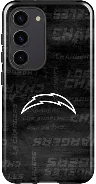 Skinit Pro Phone Case Compatible with Galaxy S23 - Officially Licensed NFL Los Angeles Chargers Black & White Design