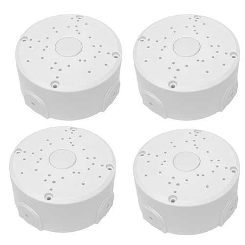 Gzrundax Universal Junction Box for Dome and Bullet IP Security Cameras White ABS Plastic Rainproof Round 4 Pack