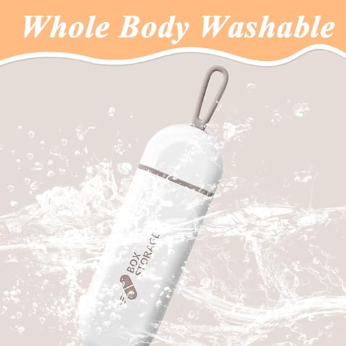 Image of HANNEA Travel Pill Organizer, 3 Compartments Portable Pill Box with Carrying Rope, Daily Pill Box to Hold Vitamins, Small Pill Container for Pocket Purse Medicine Organizer, White