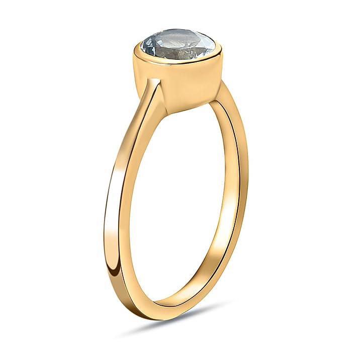 Image of 925 Sterling Silver 18K Gold Plated Birthstone 2 Ct Solitaire Natural Gemstone Ring for Women | Fine Jewelry Gift for Wife, Girlfriend, Sister, Birthday, Anniversary, Rakhi, Rakshabandhan, Valentine's
