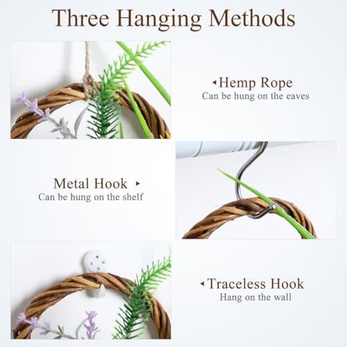 Image of DOITOOL 2PCS Woven Hanging Wall Basket Rattan Wall Planter, Wicker Handmade Baskets Rustic Flower Pots Plant Containers for Garden Home Storage Flowers Hanging Planters