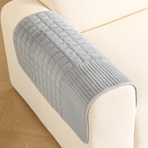 Sectional Velvet Couch Covers, Sofa Covers Washable for Armrest&Backrest, Pet Couch Cover for Sofas, Funny Fuzzy Sofa Cover for Pets Washable, Sofas Slipcovers for Living Room(1PC,LGY,27.6"x27.6")
