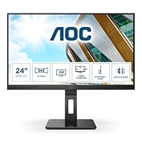 AOC 24P2QM - 24 Zoll FHD Monitor, höhenverstellbar (1920x1080, 75 Hz, VGA, DVI, HDMI, DisplayPort, USB Hub) schwarz