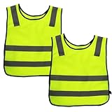 2Pcs High Visibility Vests for Kids Children's Safety Vest with Reflective Stripes,Yellow Safety Vest High Visibility Jackets,Fluorescent High Visibility Reflective Vest for Running,Cycling Outdoor