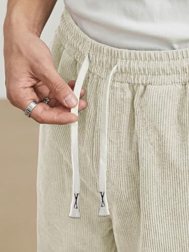Image of JMIERR Mens Corduroy Pants Wide Leg Baggy Sweatpants | Loose Fit Joggers, Elastic Waist Drawstring, Casual Sweatpants, Vintage Pants, Fall Winter Fashion, Streetwear