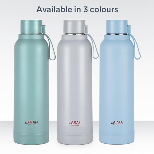 Image of Larah by Borosil 700 ml Orbit Grey Stainless Steel Water Bottle | Made in India Pu Insulated Thermoware | Leakproof, BPA Free| Bottle for Office, School, College & Gym, Daily Use | 1 Year Warranty