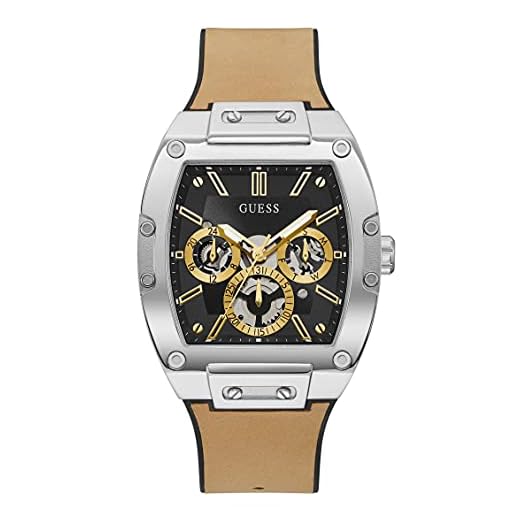 GUESS US Reloj multifunción para Hombre, Color Plateado y Negro, uno, Negro, One, GW0202G3-AMZUK