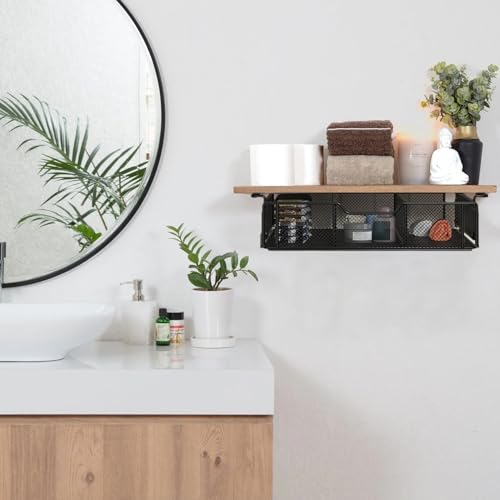 Cllevghy Schublade unter Schreibtisch, Schreibtisch Organizer Schubladen Organizer Küche, Untertisch-Aufbewahrungsbox, Metallschublade Versteckte Schubladenbox für Büro Schule Homeoffice(Schwarz)