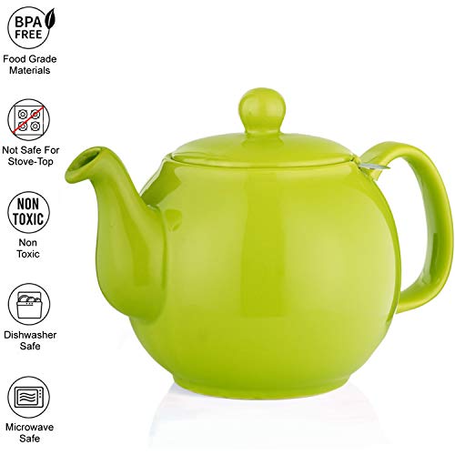 Saki Large Porcelain Teapot, 48 Ounce Tea Pot With Infuser, Loose Leaf And Blooming Tea Pot - Green #TOP2