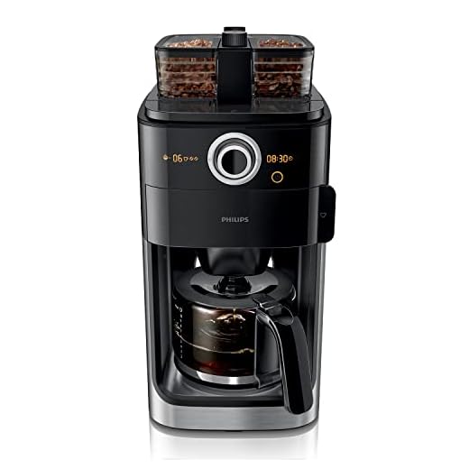 Philips Cafetera con Molinillo de Café - Jarra Cristal 1.2L, 12 Tazas, Doble Contenedor Granos, Temporizador, Negro/Metal (HD7769/00)