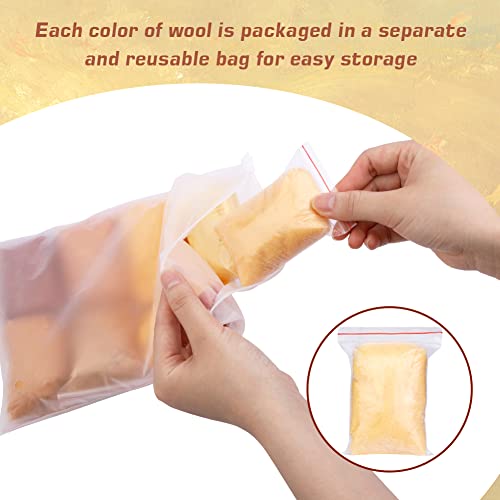 Wonvoc 2.82Oz Needle Felting Wool, 80 G Nature Wool Roving Yarn, Needle Felting Wool Bulk, Hand Spinning Wool Roving Wool Yarn For Diy Craft Materials And Felting Wool Craftsmen, 10G/Color (Autumn) #TOP2