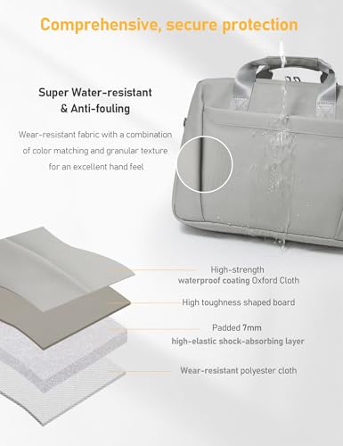 13-14 Inch Laptop Shoulder Bag Business Briefcase Water Resistant Computer Messenger Bags Compatible with MacBook Pro 14, MacBook Air 13 M4, HP, Dell, ASUS Notebook, Grey3