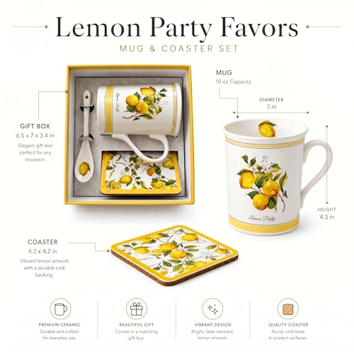 Set de Tazas de Café Lemon, 10 oz Cerámica, Amarillo miniatura 2