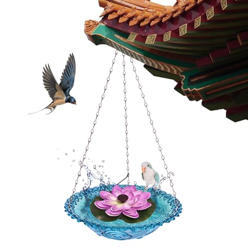 Fuente de agua para pájaros, fuente de agua de flores, cuenco de baño para colibríes, baños para pájaros para exteriores, gancho en forma de S, patio al aire libre, jardín, terraza