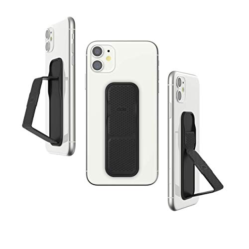 CLCKR Handy Griff und ausziehbarer Ständer, Universal Handy Griffhalterung mit unterschiedlichen Ansichtswinkeln für iPhone, Samsung, Telefone, Tablets und viele mehr, Perforated Schwarz Cover