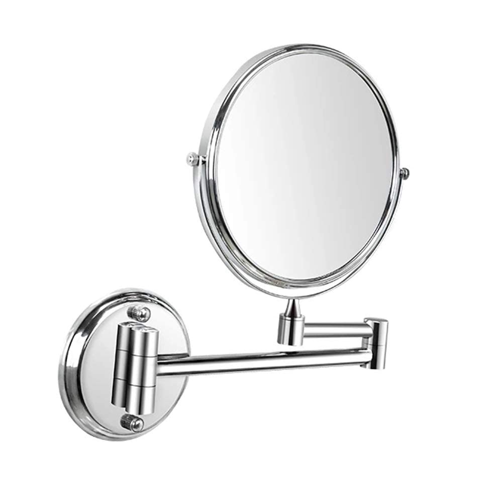 Miroir cosmétique mural rond en titane brillant double face 8 pouces