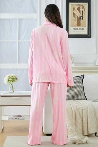 Image of YiNi LuLu Womens Pajamas Set 2 Piece Long Sleeve Sleepwear Button Down Pjs Lounge Set Nightwear with Pockets