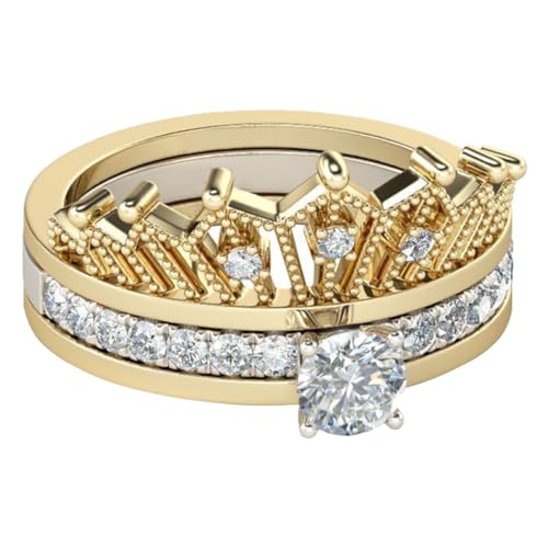 WHZHDMA Chic Crown Ring Women's Fashion Jewelry Micro Rhinestones for Special Occasions