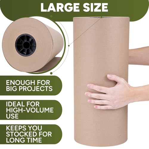 Paclord 18" x 8640" (720 feet) Natural Brown Kraft Paper Roll, 50 Lb Heavy-Duty – Made in USA Large Roll of Brown Wrapping Paper, 3-inch Core – for Packaging, Void Filling, Shipping, School, Crafts by Paclord - Image 5