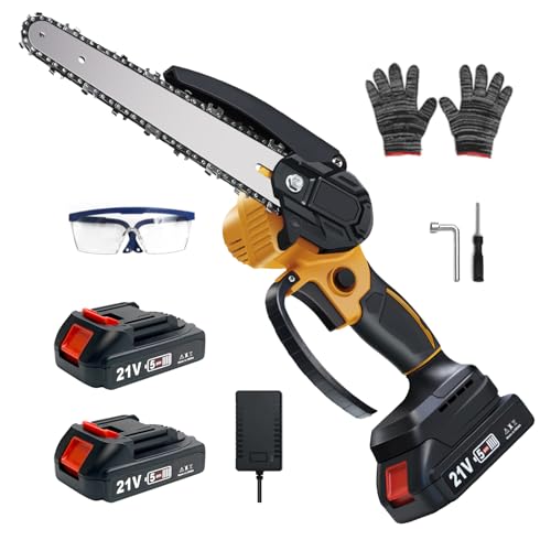 チェーンソー 8インチ 充電式 2つのバッテリー ミニチェーンソー...