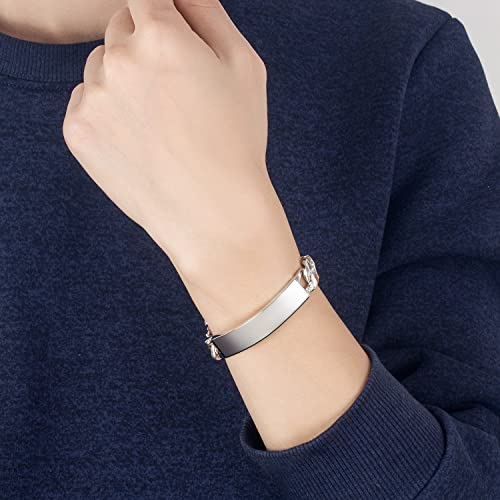 H&Beautimer 925 Sterling Silver Bracelet 10/12MM Cuban Chain Bracelet Fine Jewelry Men Teen Sterling Silver Brand Chain Bracelet 7,7.5,8,8.5,9,9.5,10'' Birthday Gift2