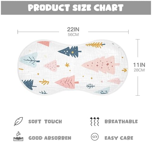 Baby Burp Cloths, Soft Absorbent Burping Cloths for Babies, Cotton Milk Spit Up Rags, Large Size for Newborns, Baby Boys and Girls (Colorful Christmas Trees)4
