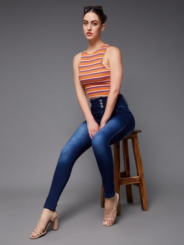 Image of Miss Chase Women's Skinny High Rise Regular /Cropped Length Stretchable Denim Jeans