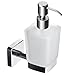 Produktbild Kapitan Quattro Mattglas Glas Seifenspender und Halter Quadratischer Stil V2A 18/10 Lotionspender Händedesinfektionsmittel Spender Flüssigseife Wandmontage Made in der EU, 20 Jahre Garantie