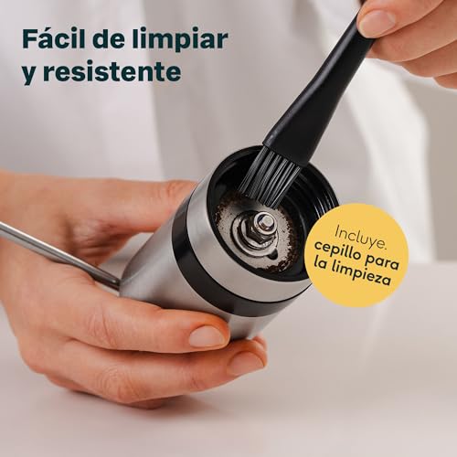 Miniatura 4 de Silberthal Molinillo Cafe Manual - 6 Niveles De Molido - Coffee Grinder Acero Inoxidable Y Vidrio