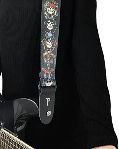 Perri's Leathers | Guns n Roses Polyester Guitar Strap|2 Wide, Adjustable 44.5 to 53 (Bass, Electric, and Acoustic Guitar Strap|(LPCP-6012)