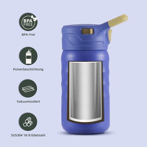 IDEUS Vakuumisolierte Wasserflasche, 12oz (360ml) Edelstahl Doppelwand Flasche Metall Sport Kantine mit auslaufsicherem Schraubverschluss (… – Ansicht 3