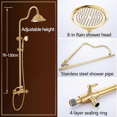 Ensemble de douche à effet pluie réglable et douchette à main - 5