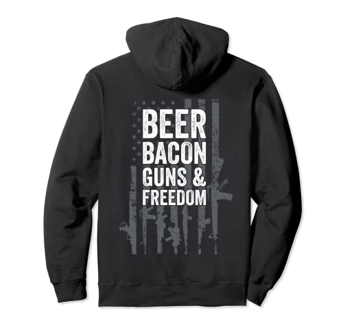 BEER BACON GUNS & FREEDOM - Bandera de Estados Unidos para beber - en la parte posterior Sudadera con Capucha