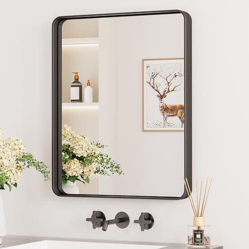 Keonjinn Wand Spiegel Schwarz 40x50cm, Badezimmerspiegel Badspiegel mit...