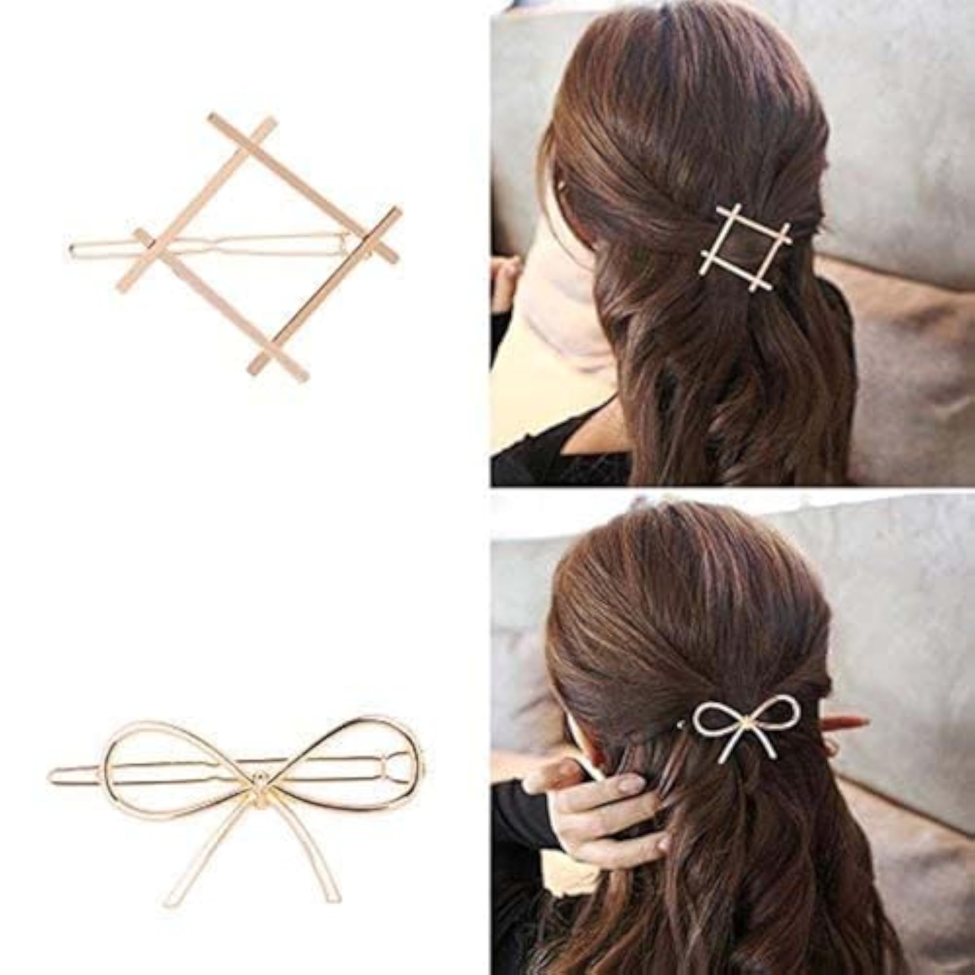 6pc Stylish Metal Geometric Design Hair Clips for Women