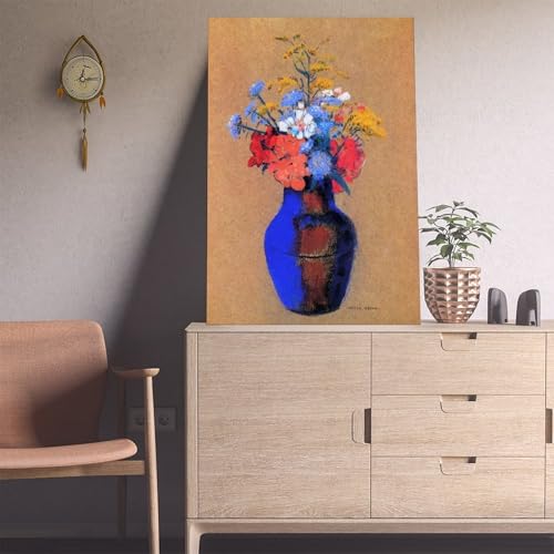 Fleurs sauvages Odilon Redon cadre toile pour mur blanc triste - 3