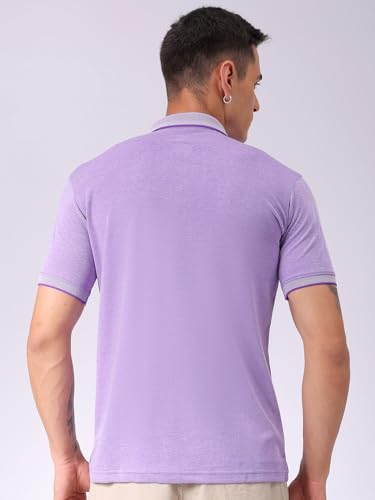 Image of The Indian Garage Co Men Regular Fit Textured Polo Neck Half Sleeves Tshirt