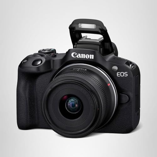 Canon EOS R50 Systemkamera + RF-S 18-45mm is STM Objektiv - Spiegellose Kamera (Digitalkamera mit Autofokus + Motiverkennung für Personen Augen Tiere Fahrzeuge, 4k Video, 15 Bilder pro Sek.) schwarz