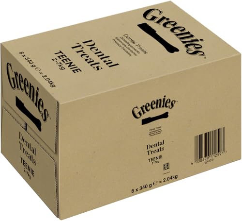GREENIES Zahnsticks für sehr kleine Hunde von 2 bis 7 kg – 258 Kaustäbchen (6 x 340 g) – Leckerli Zertifiziert von Tierärzten für die Mundhygiene bei Hunden, frischem Atem